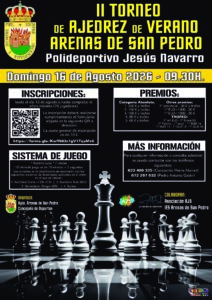II TORNEO DE AJEDREZ DE VERANO ARENAS DE SAN PEDRO @ Polideportivo Jesús Navarro