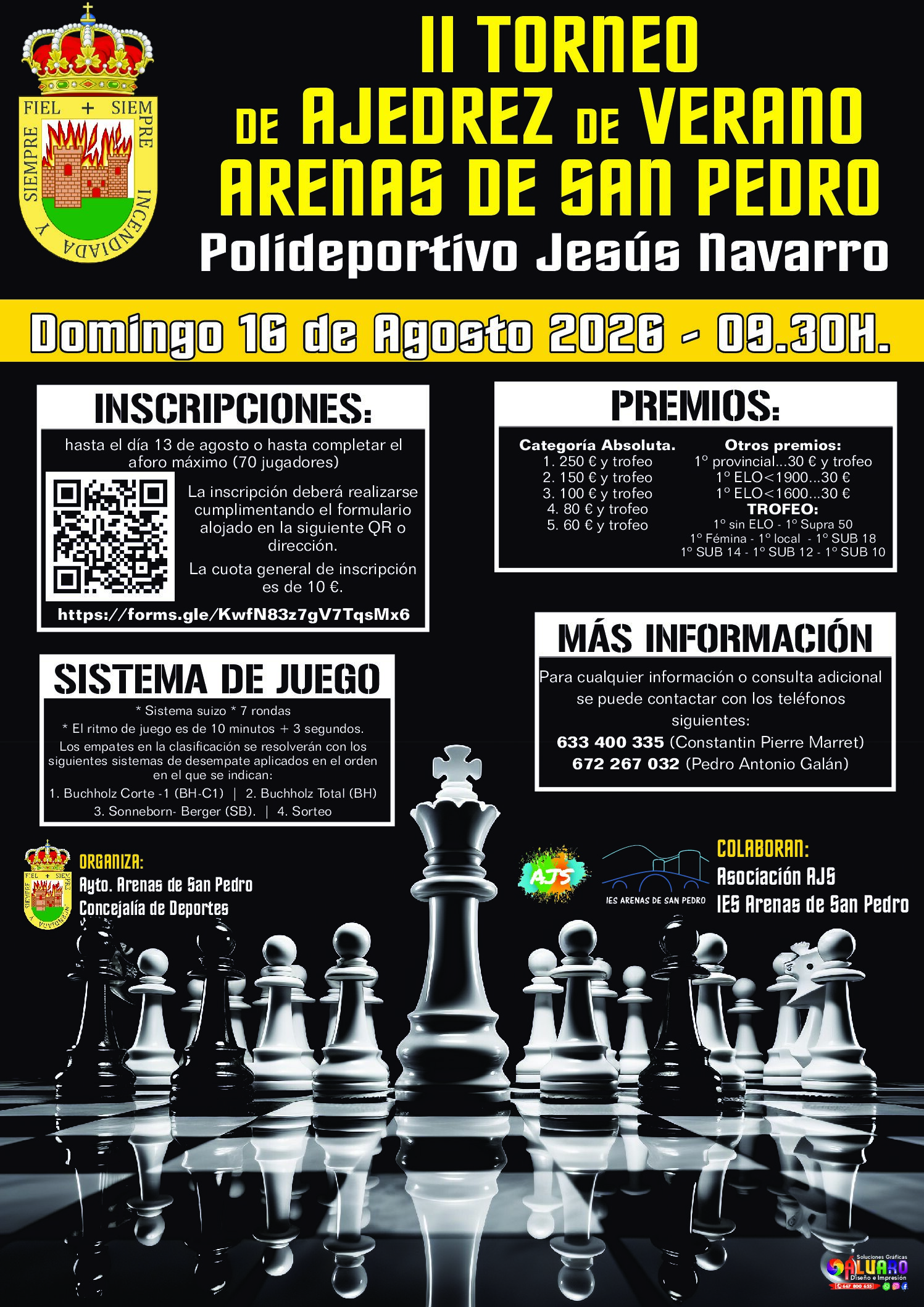 II TORNEO DE AJEDREZ DE VERANO ARENAS DE SAN PEDRO (ÁVILA). Domingo 16 de agosto.